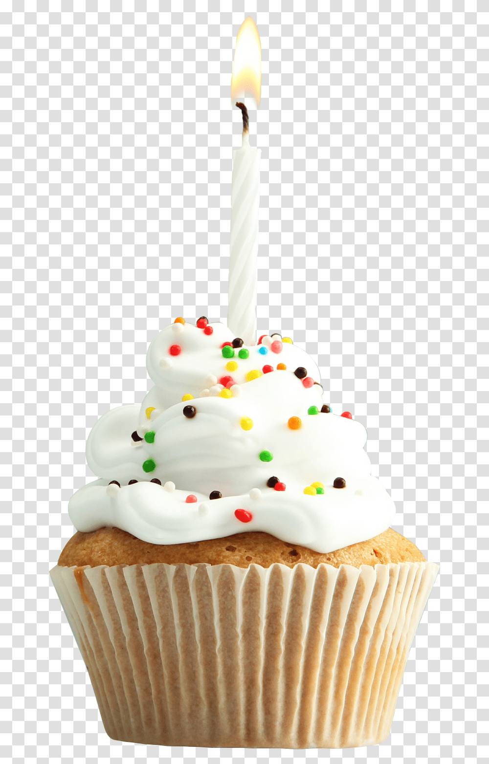 Cupcake Muffin Tart Torte Birthday Cake Cupcake With Candle Background, Cream, Dessert, Food, Creme Transparent Png