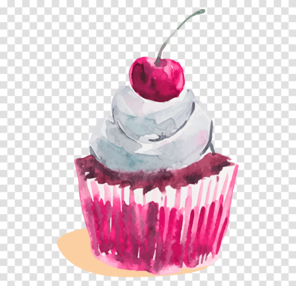 Cupcake Watercolor Painting Dessert Cupcake Watercolor, Cream, Food, Creme, Wedding Cake Transparent Png