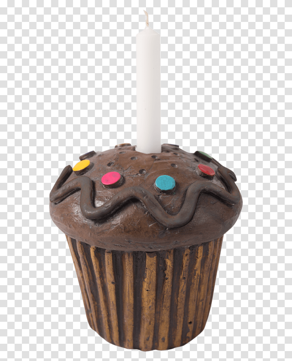 Cupcake With Candle Cupcake, Cream, Dessert, Food, Creme Transparent Png
