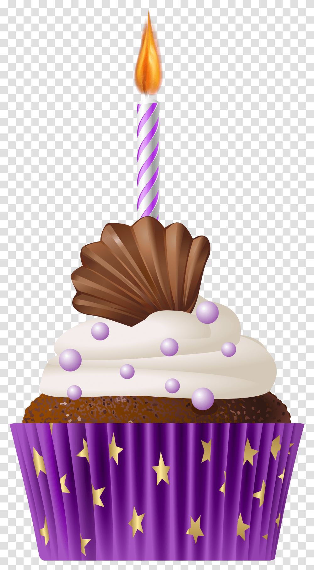 Cupcakes Clipart Candle Purple Birthday Cake Transparent Png