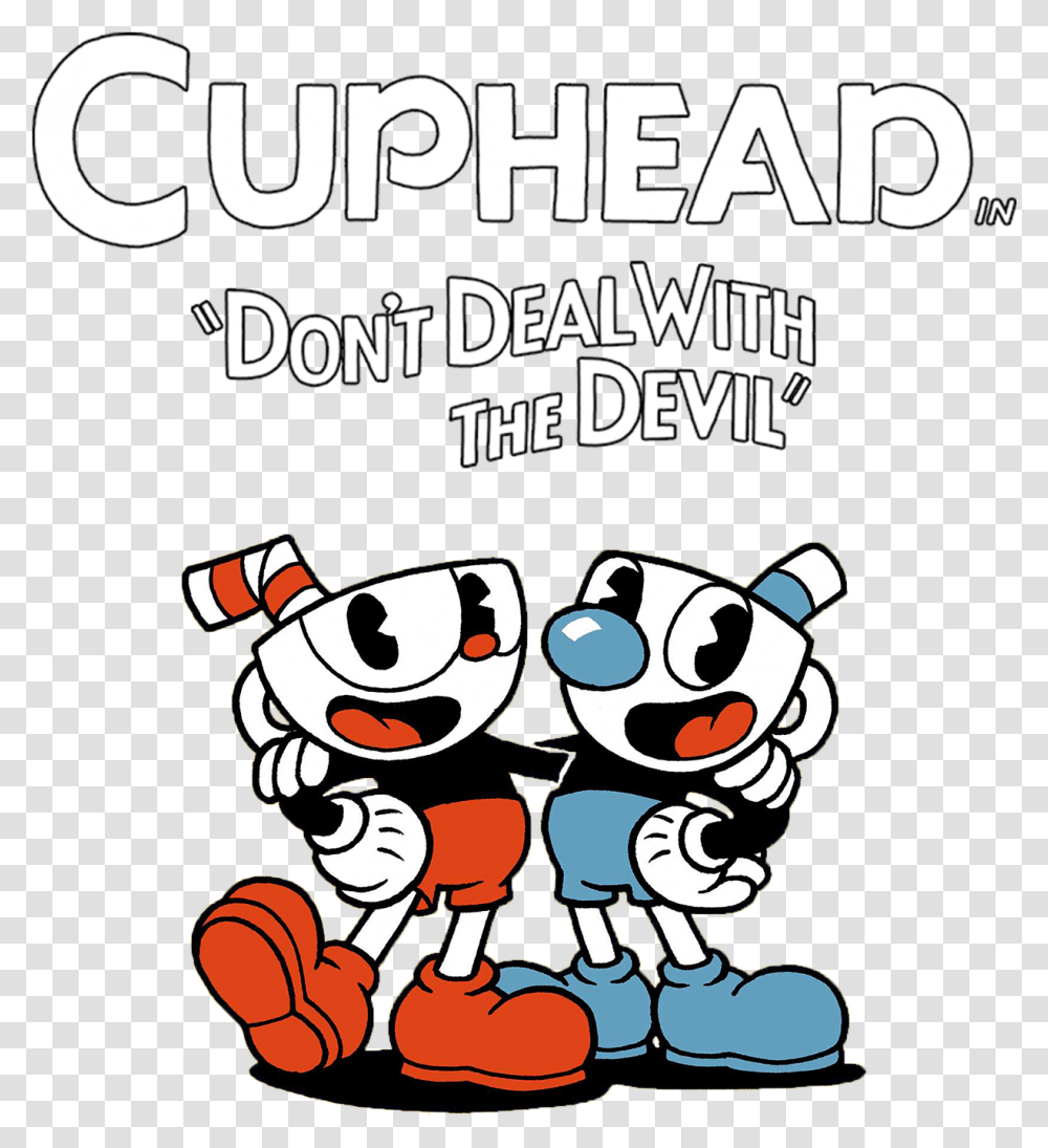 Cuphead Logo And Mascots Cuphead And Mugman, Advertisement, Poster, Label Transparent Png