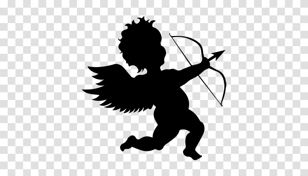 Cupid Aiming Silhouette, Gray, World Of Warcraft Transparent Png