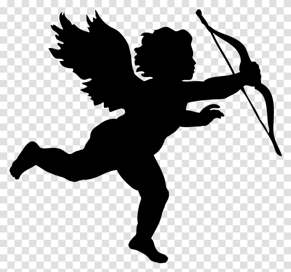 Cupid Angel Silhouette, Person, Human, Bow, Ninja Transparent Png