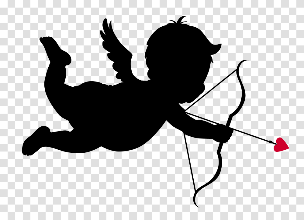 Cupid Bow And Arrow Clipart, Person, Human, Silhouette Transparent Png
