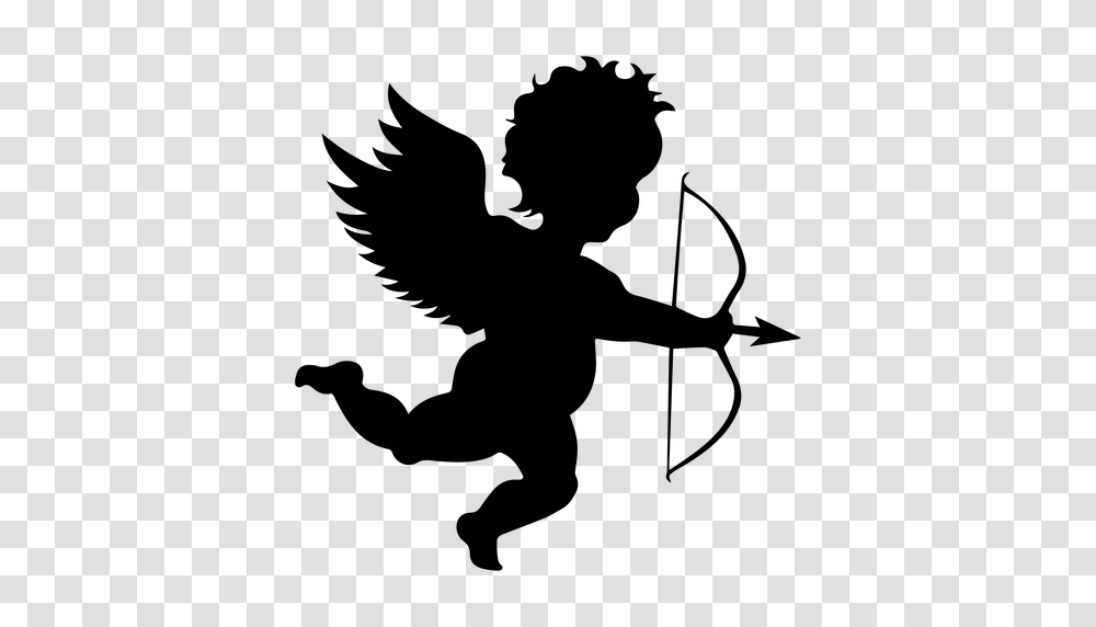 Cupid Shooting Silhouette, Gray, World Of Warcraft Transparent Png