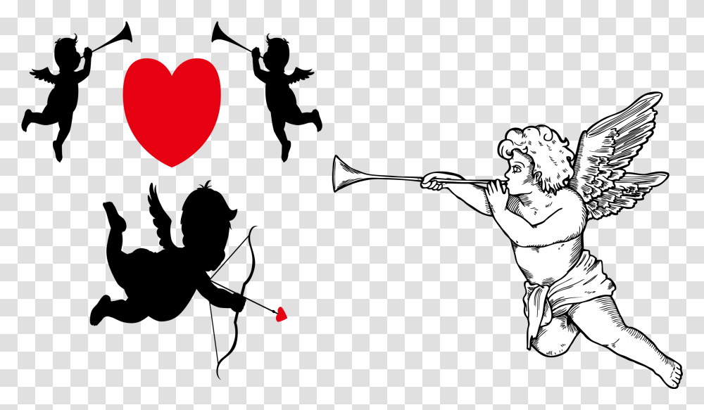 Cupid Silhouette Angel Vector, Person, Human, Horn, Brass Section Transparent Png