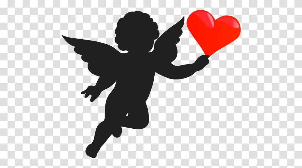 Cupid With Heart Silhouette Clip Art Gallery, Person, Human Transparent Png