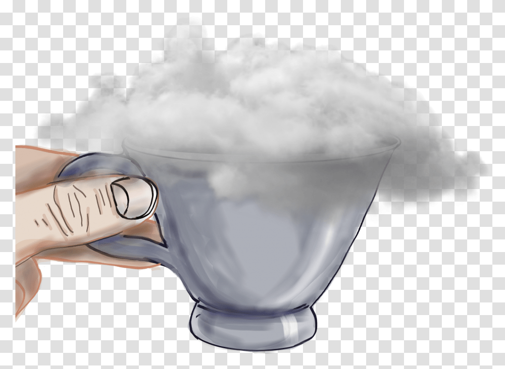 Cupofsmoke Smoke Puff Coffeecup Cup Teacup Hand Holding Sketch, Pottery, Bird, Animal, Nature Transparent Png