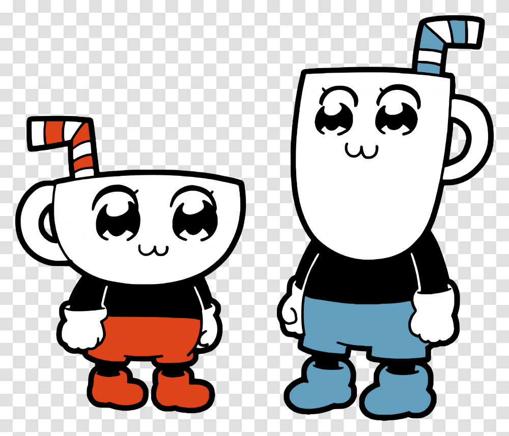 Cupuko And Pipimug Cuphead Know Your Meme, Stencil, Face, Label Transparent Png