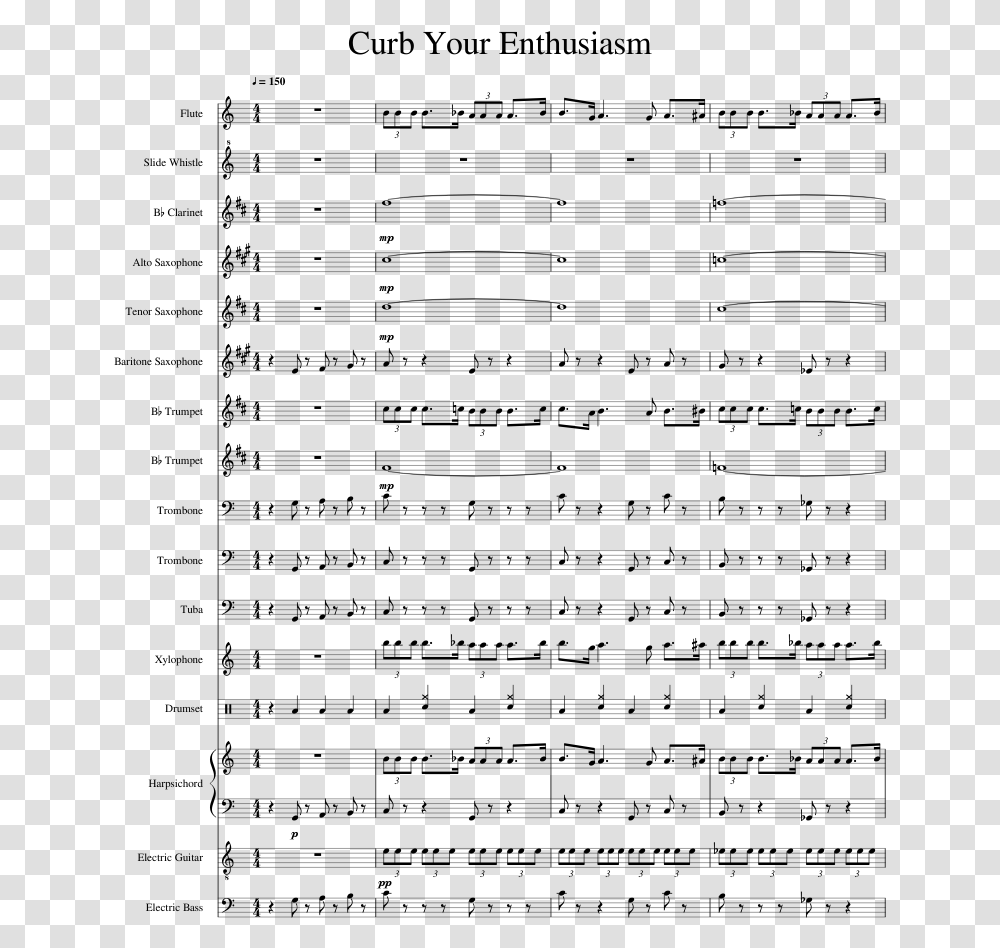 Curb Your Enthusiasm Sheet Music Trombone, Gray, World Of Warcraft Transparent Png