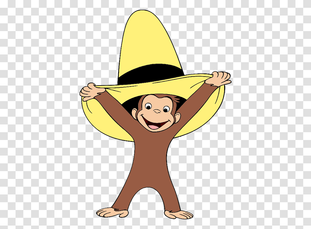 Curious George Balloons Yellow Hat Curious George Cartoon, Apparel, Cowboy Hat, Sombrero Transparent Png