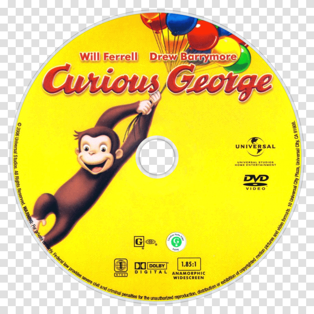 Curious George Dvd Disc Image Curious George Full Screen Dvd, Disk, Person, Human Transparent Png