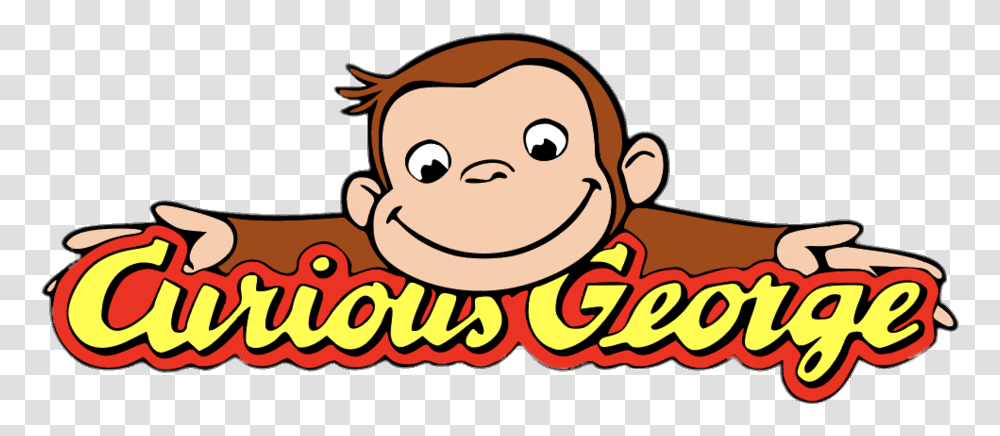 Curious George Logo With Monkey Cartoon, Label, Food, Plant Transparent Png