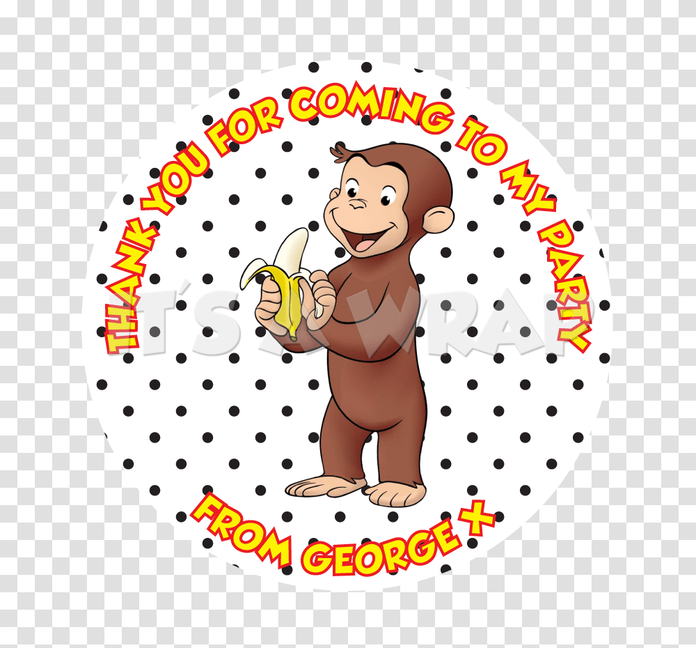 Curious George Sweet Cone Stickers Partywraps, Word, Face, Food Transparent Png