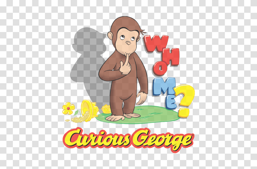 Curious George Who Me Mens Slim Fit T Shirt Sons Of Gotham, Person, Alphabet, Kneeling Transparent Png