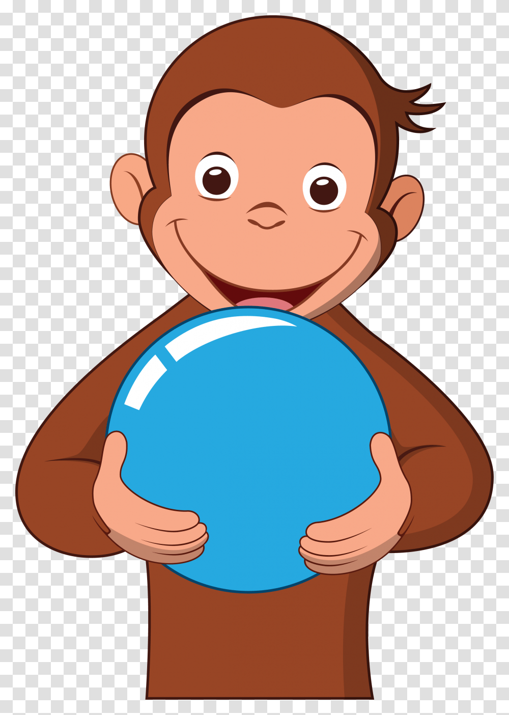 Curious George With A Blue Ball, Sphere, Photography Transparent Png