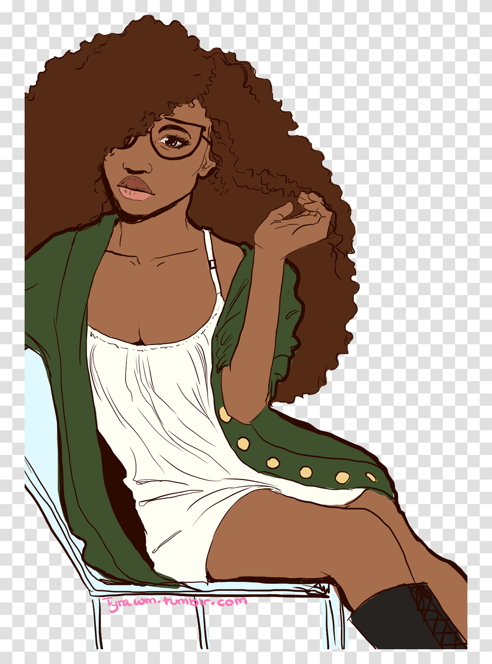 Curly Hair African American Black Women Cartoon Girls, Sleeve, Person, Long Sleeve Transparent Png