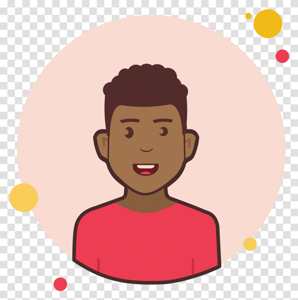 Curly Hair Man In Red Shirt Icon Avatar Cartoon Man Curly Hair, Face, Head, Crowd, Label Transparent Png