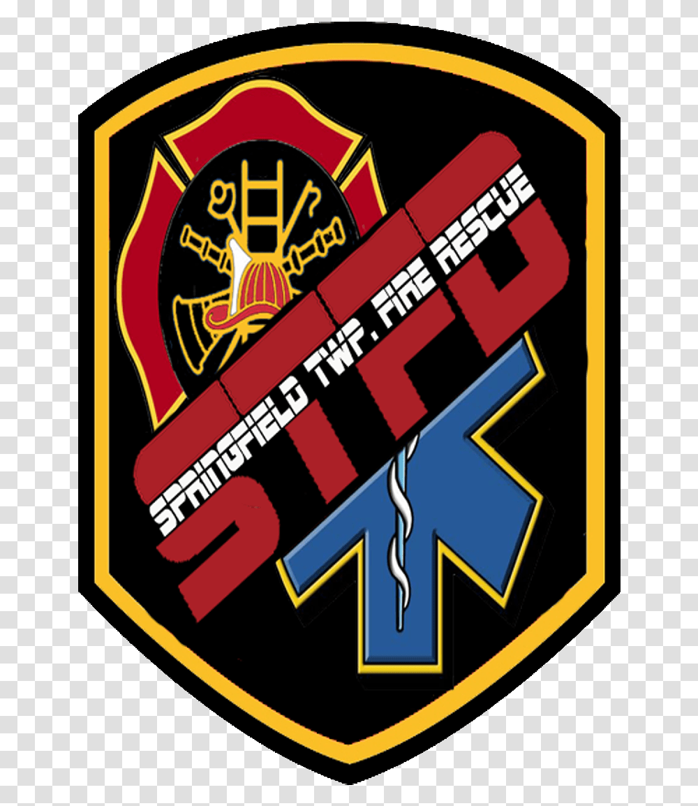 Current Fire Department Logo Springfield Township Fire Department Badge, Trademark, Pac Man, Poster Transparent Png