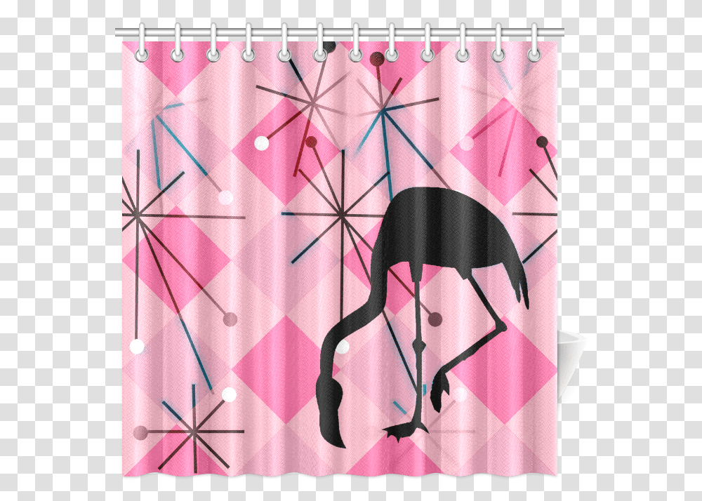 Curtains Clipart Shower Curtain Flamingo Retro Shower Curtain Transparent Png