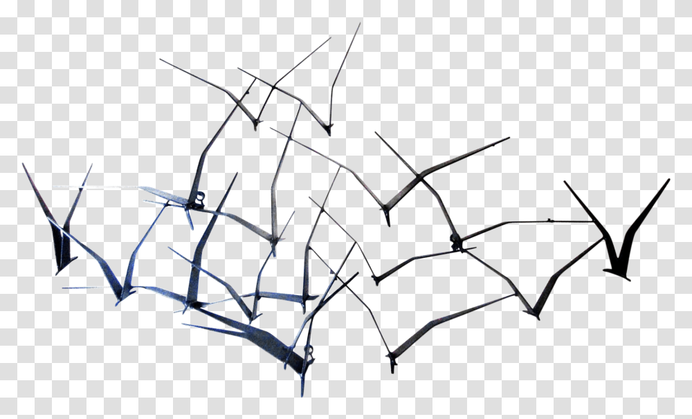 Curtis Jere Black Metal Flying Birds Wall Art Sketch, Bow, Wire, Barbed Wire Transparent Png