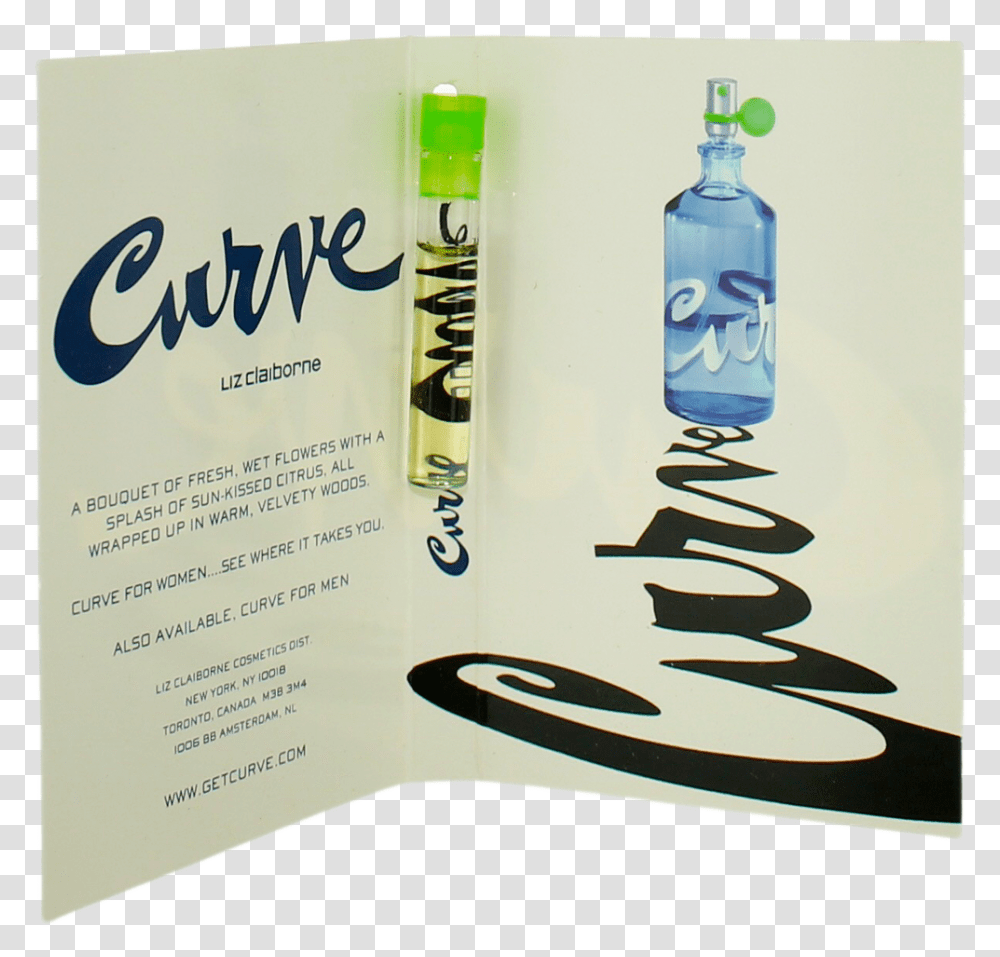 Curve Blue By Liz Claiborne For Women Edt Vial, Bottle, Water Bottle, Advertisement Transparent Png