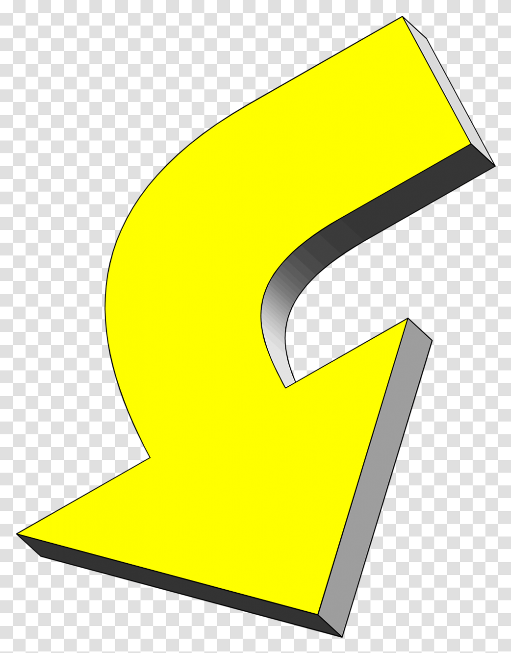 Curved Arrows Arrow Yellow Yellow Arrow Pointing Arrow Pointing Down Yellow, Number, Symbol, Text, Sign Transparent Png