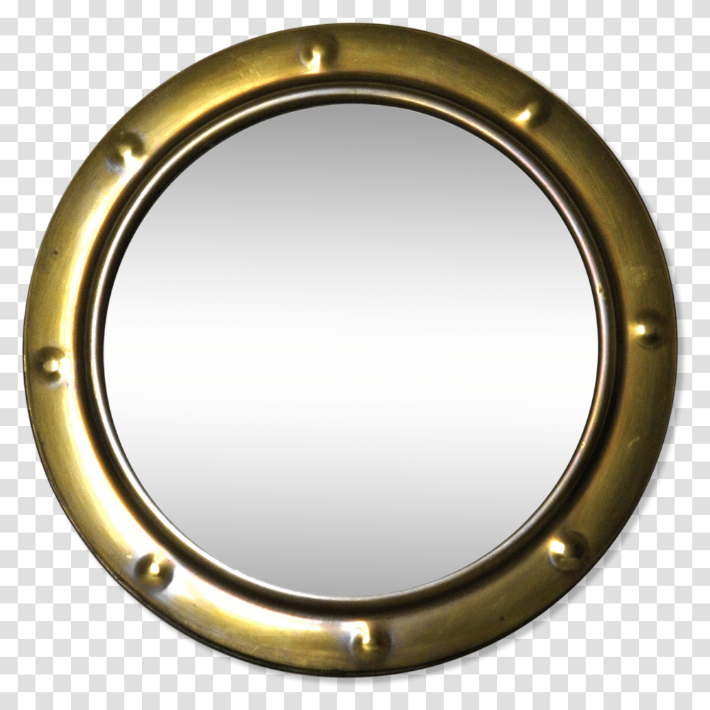 Curved Glass Mirror And Brass Porthole 39x39cm Circle, Window, Ring, Jewelry, Accessories Transparent Png