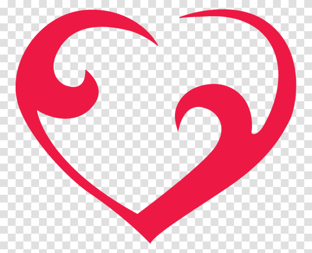 Curved Red Outline Heart Image, Label, Number Transparent Png