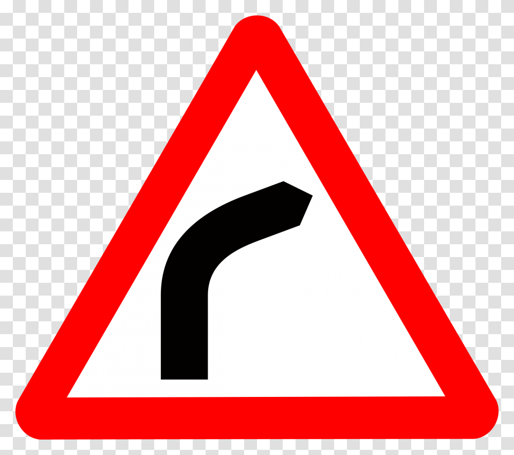Curved Road Bend To Right Road Sign, Axe, Tool, Triangle Transparent Png