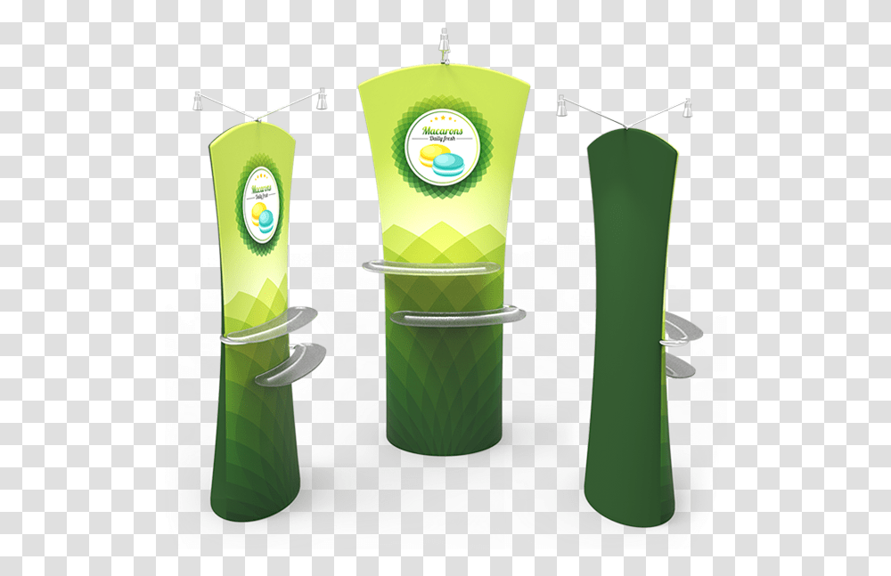 Curved Top Tension Fabric Banner Stand With Arm Shelves Banner, Bottle, Green, Beverage, Shaker Transparent Png