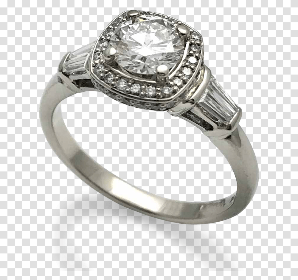 Cushion Shape Halo Diamond Engagement Ring Tapered Pre Engagement Ring, Jewelry, Accessories, Accessory, Silver Transparent Png