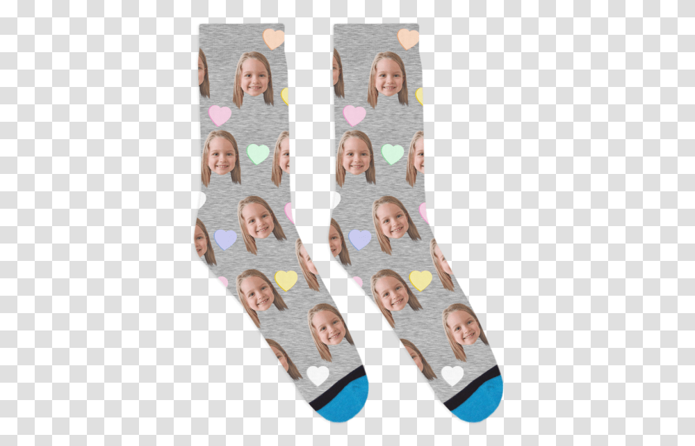 Custom Candy Hearts Socks For Teen, Collage, Poster, Advertisement, Person Transparent Png