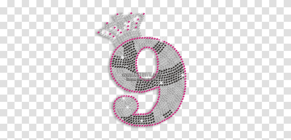 Custom Cute Shinning Number 9 With Crystal Crown Diamante Cute Number 9 Pink, Label, Text, Art, Graphics Transparent Png