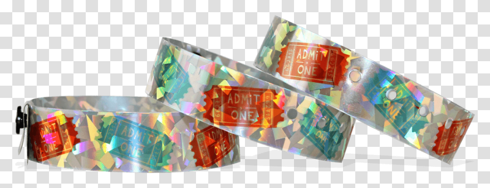 Custom Full Colour Holographic Wristbands 19 Mm Confetti Wrapping Paper, Aluminium, Crystal Transparent Png