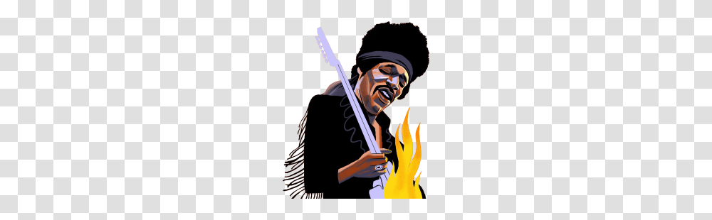 Custom Jimi Hendrix Playing The Guitar License Plate, Person, Human, Light, Weapon Transparent Png