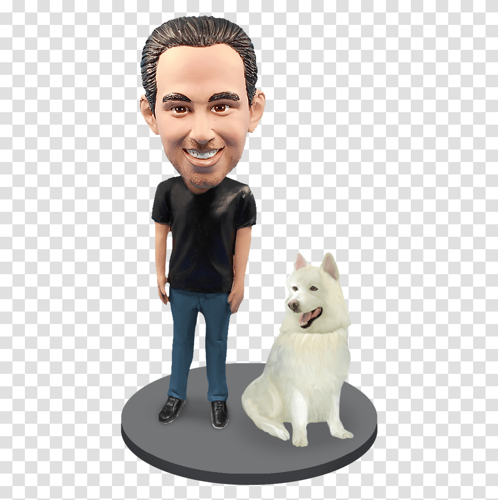 Custom Male With Custom Pet Dog Bobblehead Berger Blanc Suisse, Person, Animal, Canine, Mammal Transparent Png