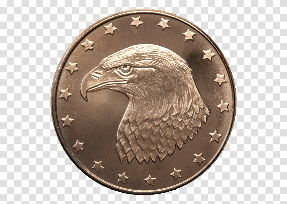 Custom Minted 1 Oz Copper Eagle Head Obversesrc Coin, Nickel, Money, Bird, Animal Transparent Png