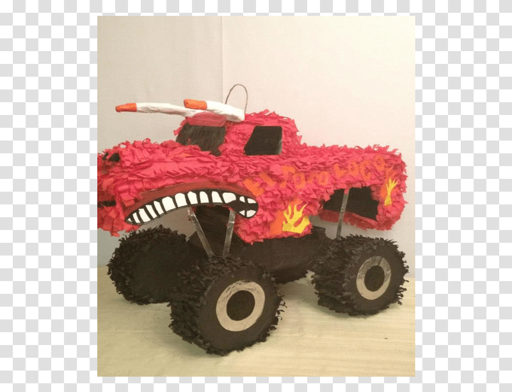 Custom Monster Truck Pinata Red In Houston De Monster Jam, Carriage, Vehicle, Transportation, Birthday Cake Transparent Png