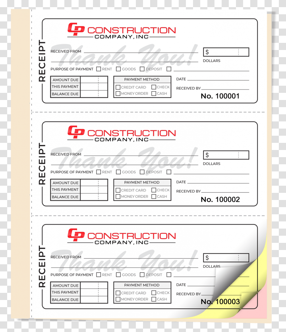 Custom Personalized Receipt Books And Forms Horizontal, Text, Label, Number, Symbol Transparent Png