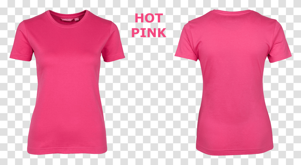 Custom Printed Ladies T Shirts Hot Pink Blank Hot Pink T Shirt, Apparel, T-Shirt, Person Transparent Png