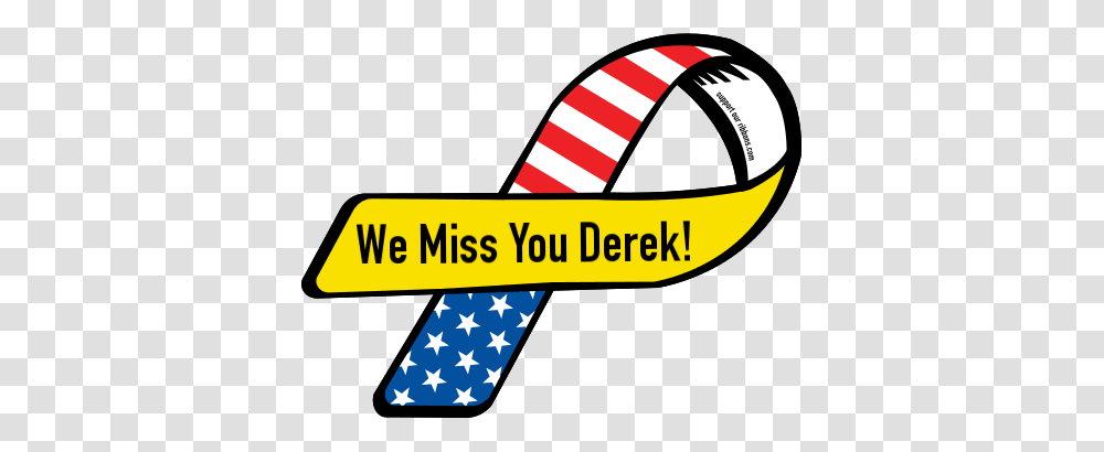 Custom Ribbon We Miss You Derek, Flag, American Flag, Label Transparent Png
