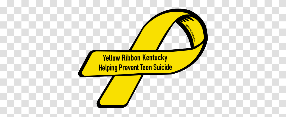 Custom Ribbon Yellow Ribbon Kentucky Helping Prevent Teen Suicide, Logo, Trademark Transparent Png