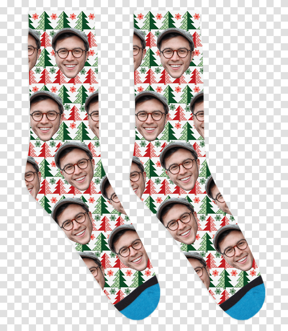 Custom Ugly Christmas Sweater Socks Happy, Person, Human, Collage, Poster Transparent Png