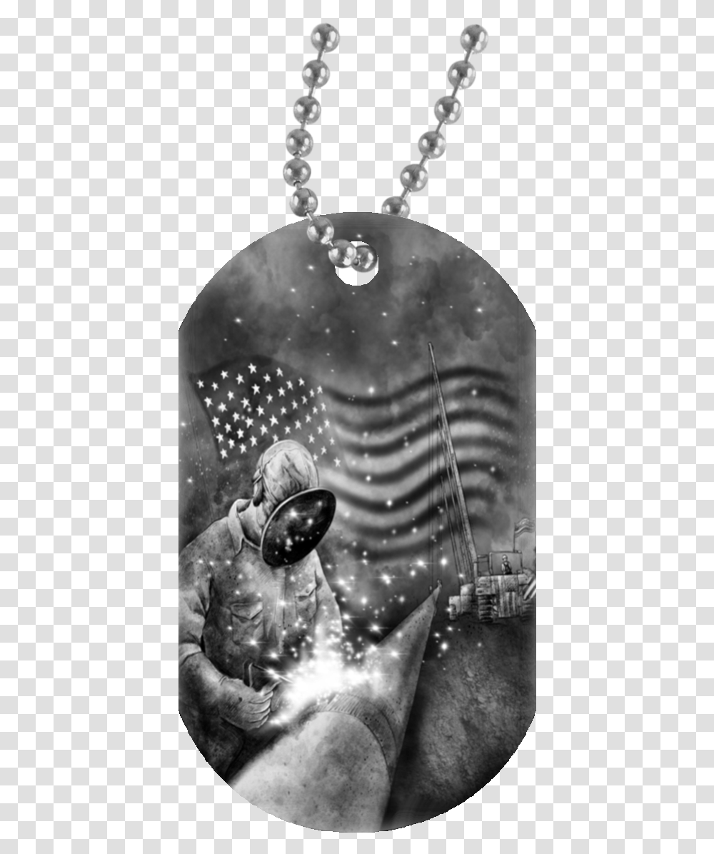 Custom Welder White Dog Tag Necklace Monochrome, Person, Architecture, Building, Horn Transparent Png