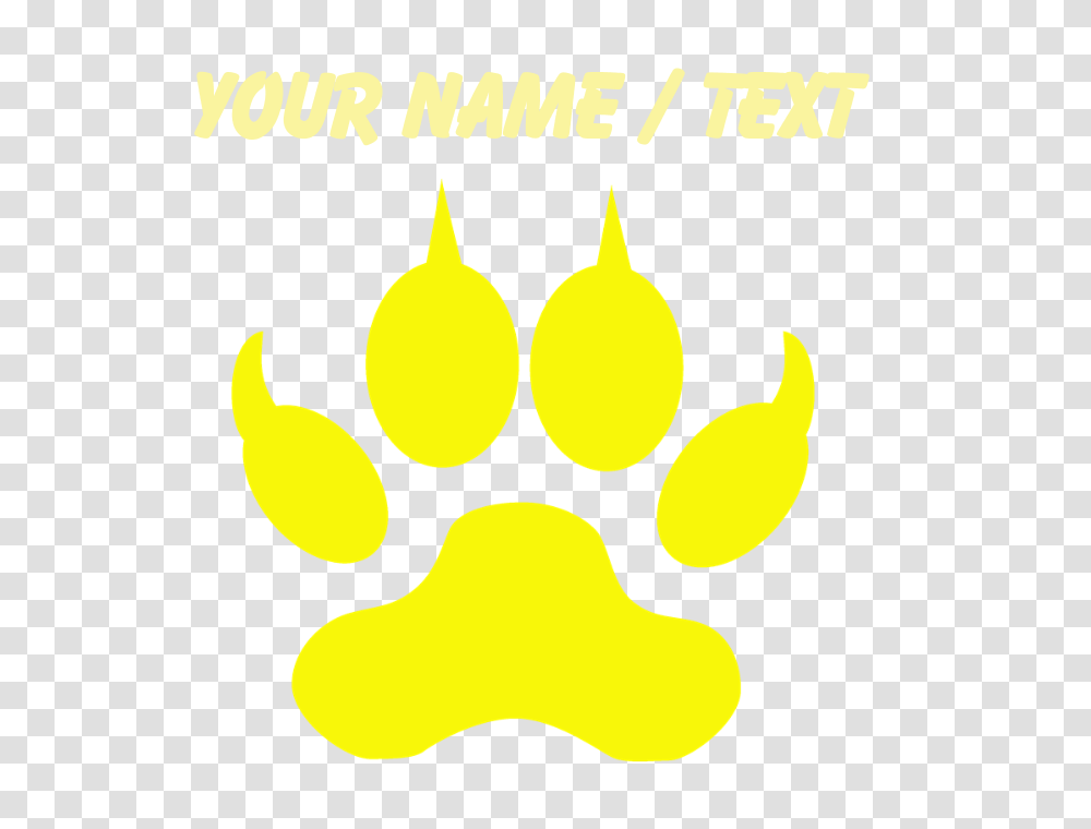 Custom Yellow Wolf Paw Print Baseball Cap, Stencil Transparent Png
