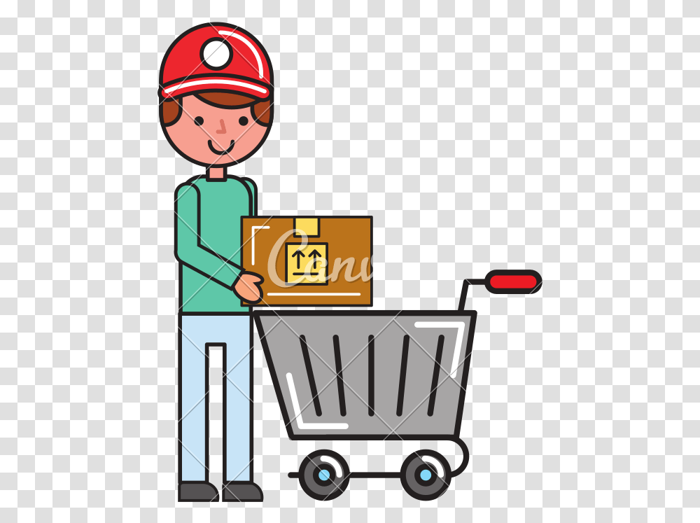 Customer Clipart Customer Shopping Cartoons Customer Cart Shopping Cartoon, Box, Carton, Cardboard, Basket Transparent Png