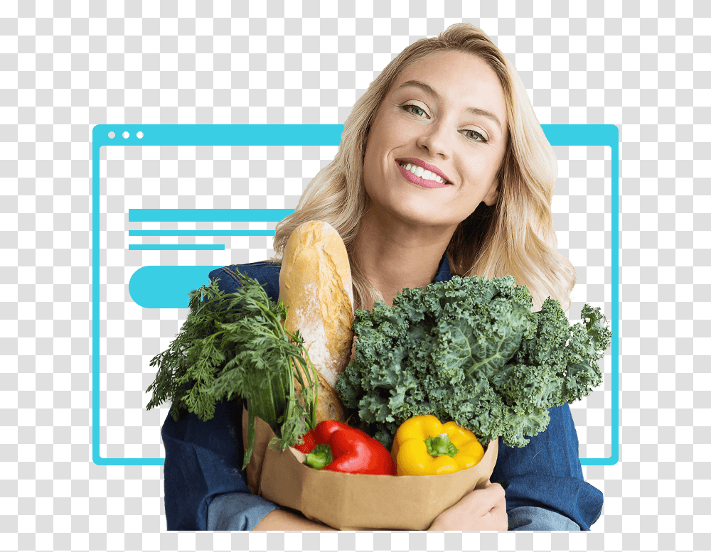 Customer Happy Online Grocery Shopping, Plant, Vegetable, Food, Person Transparent Png