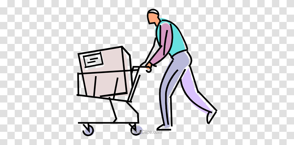 Customer With A Box In His Shopping Cart Royalty Free Vector Clip, Lawn Mower, Tool, Sport, Sports Transparent Png