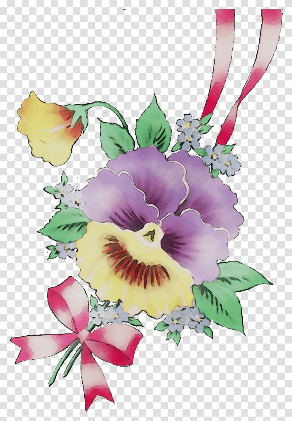 Cut Bouquet Pansy Flower Design Floral Flowers Clipart Watercolor Pastel Flowers, Plant, Blossom, Rose Transparent Png